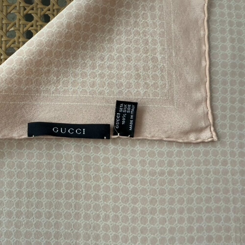 GUCCI Blush Colored Silk Scarf